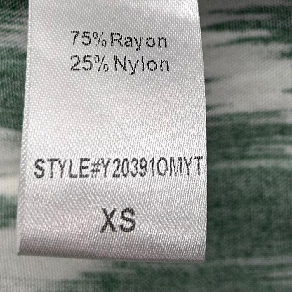 Pomander Place Ikat Kenzo Dress XS Green White Chevron Print Tiered V-Neck Ruffl - Picture 9 of 15